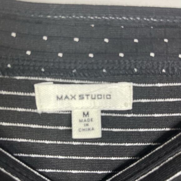 Max Studio Jersey Knit Dress Polka dot Black & White Fit & Flare 3/4 Sleeve M - Picture 3 of 10